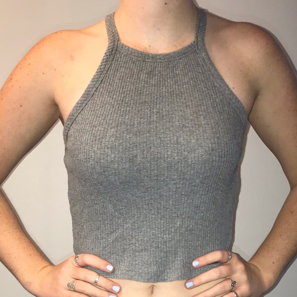 Grey ribbed A&F tank